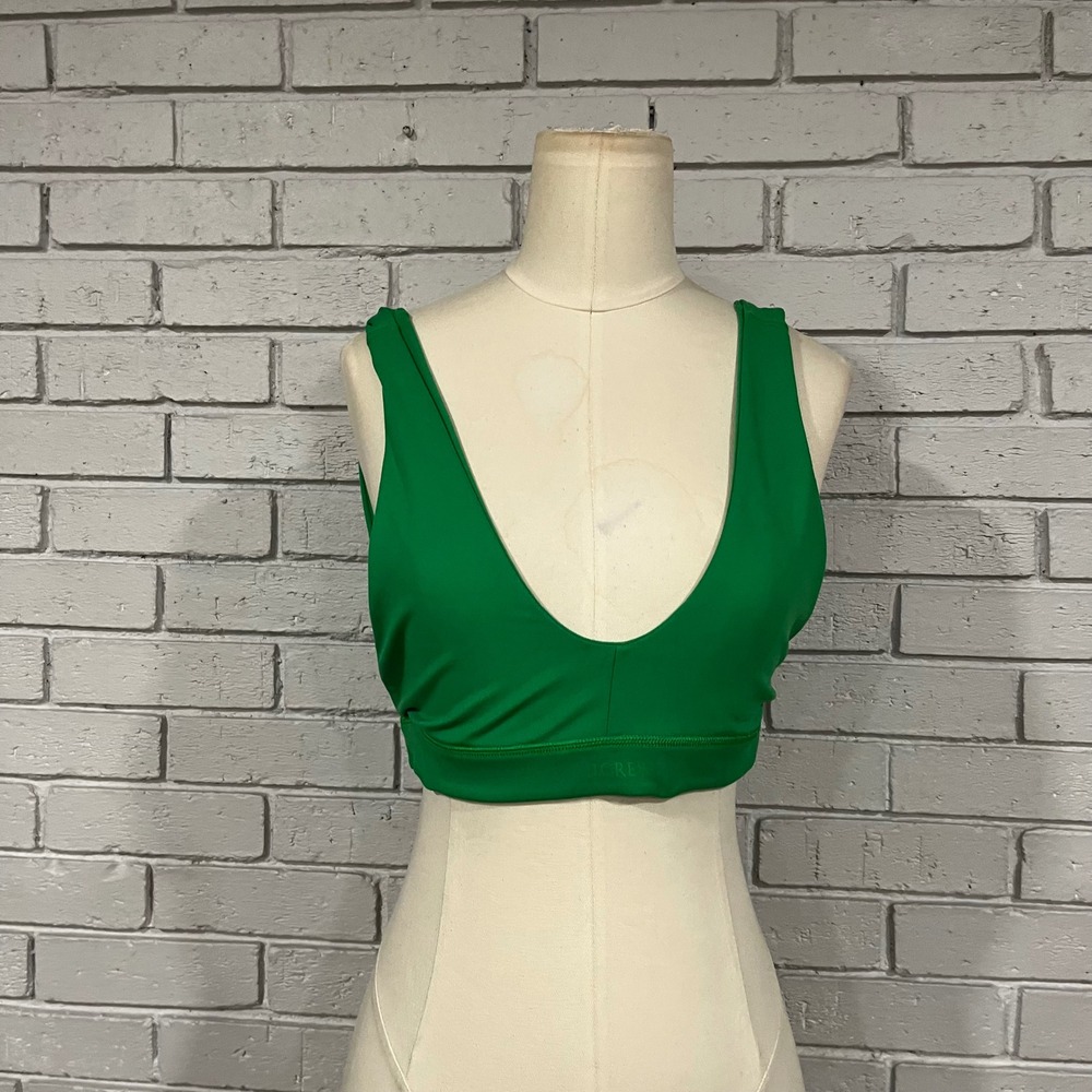 J.Crew Active CloudStretch V-Neck Sports Bra Kelly Green Athletic NWT M